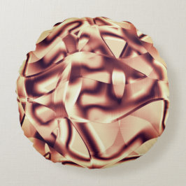 Böjda brunröda eller brinnande former, beige-ton rund kudde