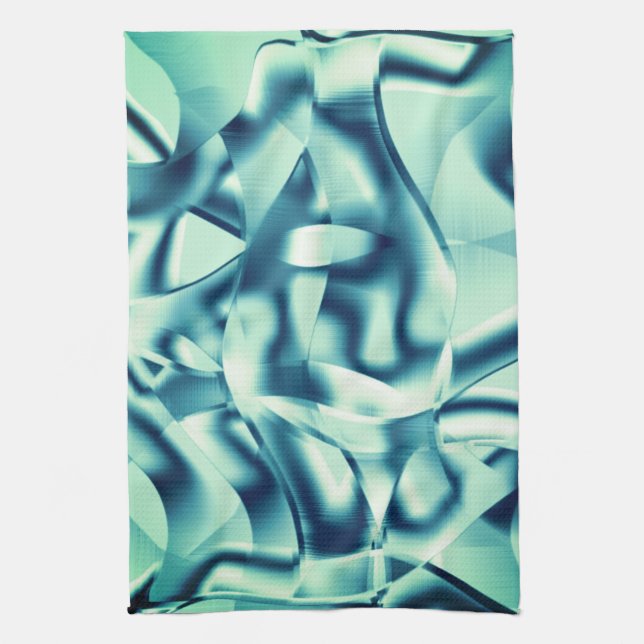 Böjda gröna former, visa cyantoner Vissa Kökshandduk (Vertikal)