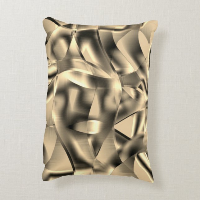 Böjda khaki- eller beige-former, med luminösa tone prydnadskudde (Baksidan(Vertikal))