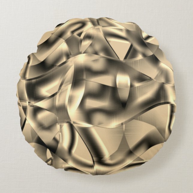 Böjda khaki- eller beige-former, med luminösa tone rund kudde (Framsidan)