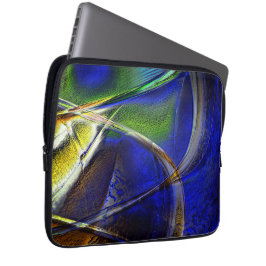 Böjda linjer över sepia till grönt och blå svål t laptop fodral