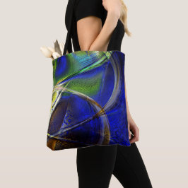 Böjda linjer över sepia till grönt och blå svål t tygkasse