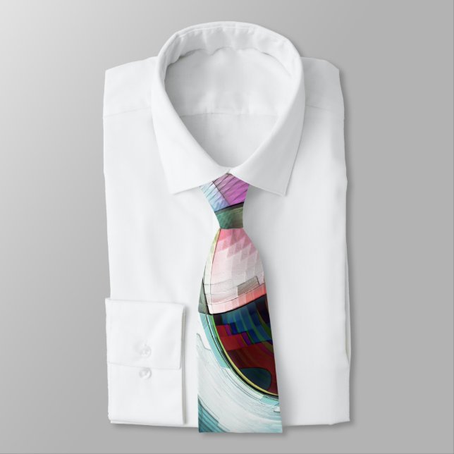 Böjda schackbrädesformer i nästan krom färg slips (Bunden)