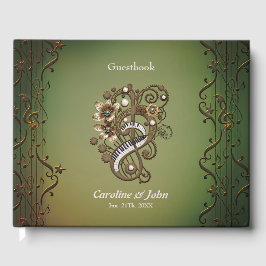 Böjda steampunk piano tangentbord. gästböcker