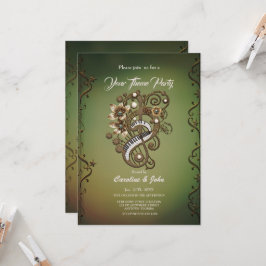 Böjda steampunk piano tangentbord. inbjudningar