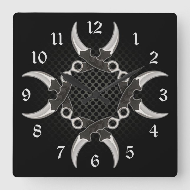 Böjda vassa Kant-blad Fyrkantig Klocka (Framsida)