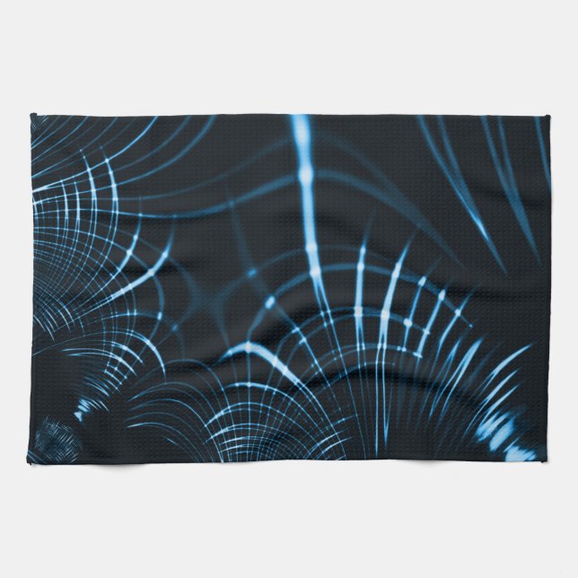 Böjda vassa klo eller Blåtoner Kökshandduk (Horisontell)