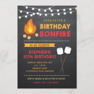 Bojkamp Bonfire Birthday-inbjudan Inbjudningar