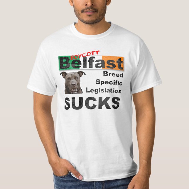 Bojkott Belfast, Irland för hundar för BSL Pitbull T Shirt (Framsida)
