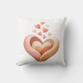 Bojkudd med nästlade hjärtan Korallpersika Kärleks Kudde