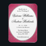 Böjlig inbjudan till Magnet Wedding i ro Rosa.<br><div class="desc">Bröllopsinbjudan,  Flexibel magnet. Bröllopsbjudan till ro Stationär med ett vackert rosa ros-format. Rosa bakgrund med subtil ro. Ett ovalt utrymme i mitten för all personlig. Det här är en underbar ren,  Elegant design för det moderna Bröllop. Finns även som en snabbhämtning.</div>