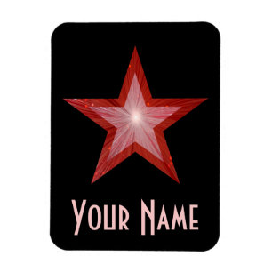 Böjlig svart röd stjärna "Namn"-magnet Magnet