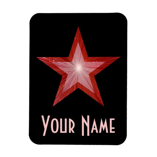 Böjlig svart röd stjärna "Namn"-magnet Magnet (Vertikal)