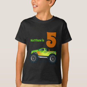 Bojor 5:e födelsedag MONSTER LASTBIL Lägg till Nam T Shirt