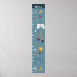 Bojor Cute Blue Gaming Growth Chart Poster