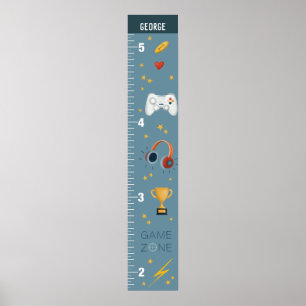 Bojor Cute Blue Gaming Growth Chart Poster