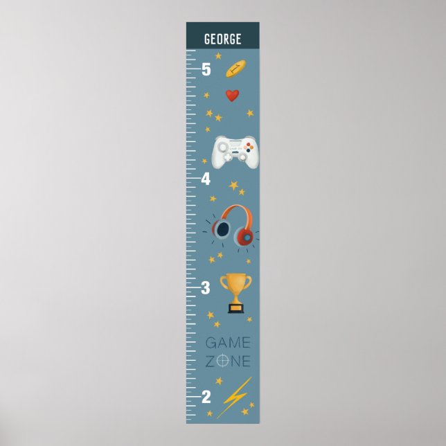 Bojor Cute Blue Gaming Growth Chart Poster (Framsidan)