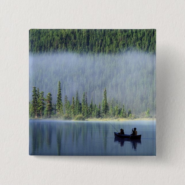 Bojor som fiskar på Waterfowl Sjö, Banff National Knapp (Framsida)