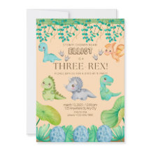 Bojor tre Rex tredje Födelsedagsfesten Inbjudan