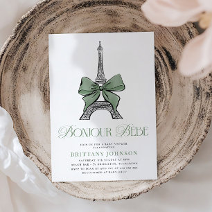 Bojour Bebe Elegant Parisian Baby Shower Inbjudningar