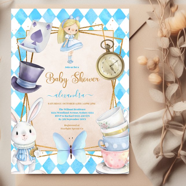 Bok Alice i Wonderland Baby Shower Inbjudningar (Skapare uppladdad)