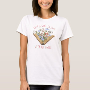 Bok Älskare Bok med blommor T-Shirt