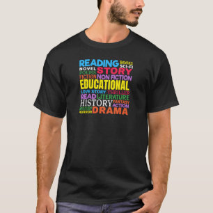 Bok Älskare - Bookworm Reading Genre Ord Art T Shirt