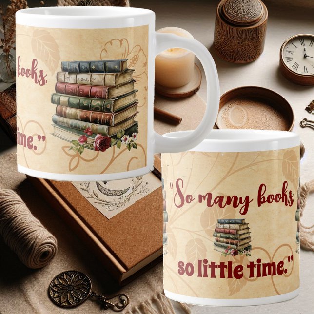 Bok Älskare citerar så många Bokar så lite Roligt Jumbo Mugg (Book Lovers Quote So Many Books So Little Time Fun Giant Coffee Mug)