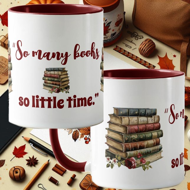 Bok Älskare citerar så många Bokar så lite Roligt Mugg (Book Lovers Quote So Many Books So Little Time Fun Mug)