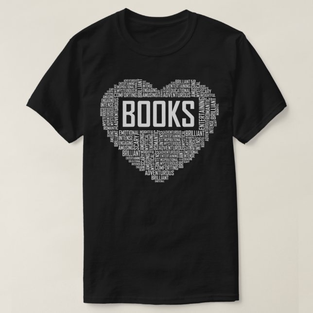 Bok Älskare Heart Gift Bookworm Gifts Kärlek Readi T Shirt (Design framsida)
