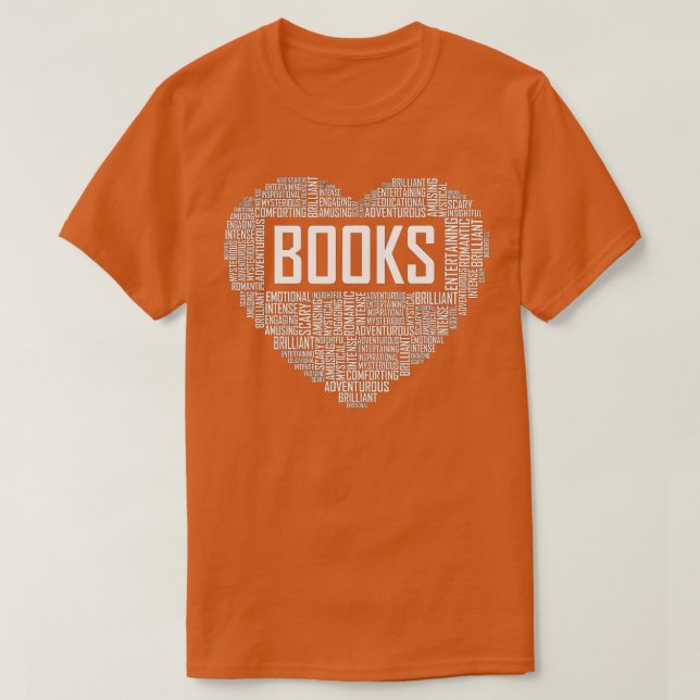 Bok Älskare Heart Gift Bookworm Gifts Kärlek Readi T Shirt (Design framsida)