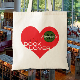 Bok Älskare Heart Readers Namn Monogram Tygkasse