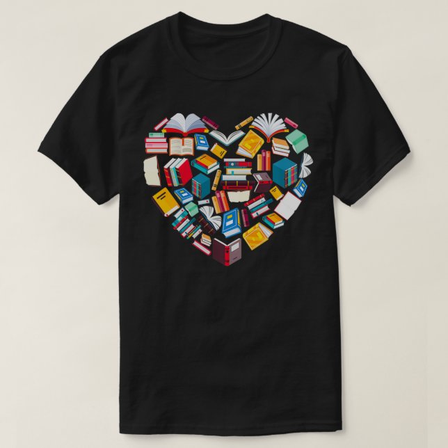 Bok Älskare Heart Shape-läsning klubb Bibrarian Li T Shirt (Design framsida)