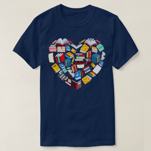Bok Älskare Heart Shape-läsning klubb Bibrarian Li T Shirt (Design framsida)
