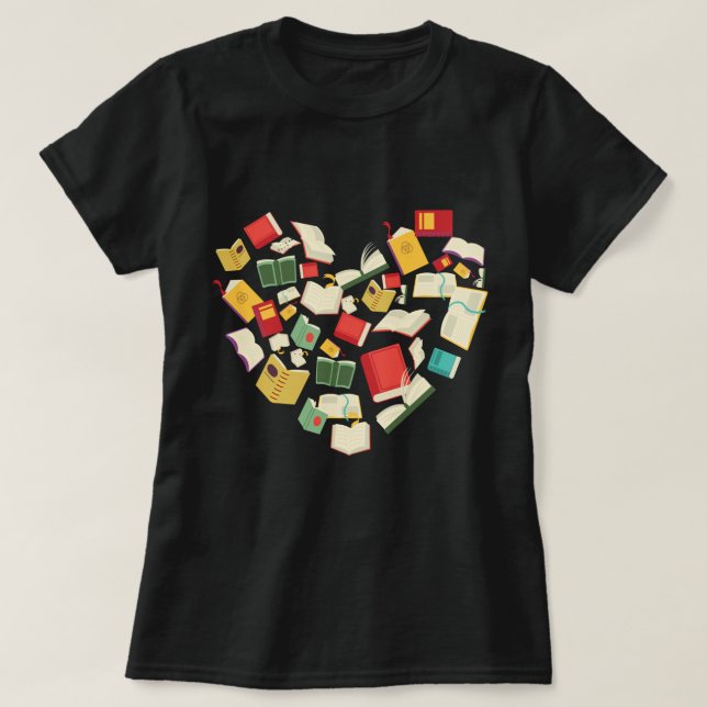 Bok Älskare Heart Shape Reading Klubb Bibrarian Bo T Shirt (Design framsida)
