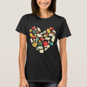 Bok Älskare Heart Shape Reading Klubb Bibrarian Bo T Shirt