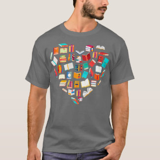 Bok Älskare Heart Shape Reading Klubb Librarian T Shirt