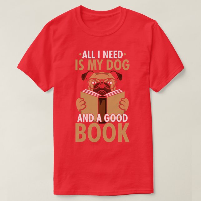 Bok Älskare Hund och Bra Bok T Shirt (Design framsida)