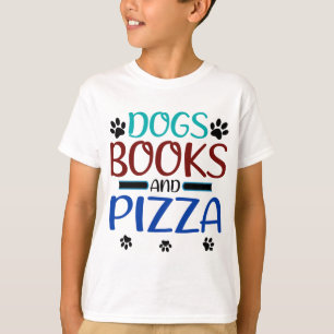 Bok Älskare Hundar Bokar och Pizza Loving Reader T Shirt