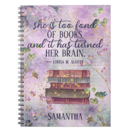 Bok Älskare Literary Quote Vintage Glam Chic Blomm Anteckningsbok