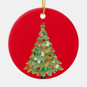 Bok älskare lycklig drömmen Julgran roligt Julgransprydnad Keramik