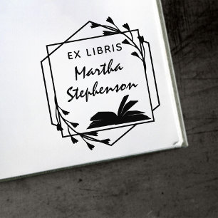 Bok älskare Modern botanical Geometric Ex Libris Stämpel