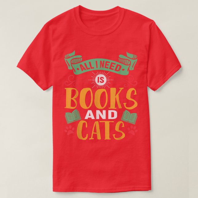 Bok Älskare och Kat Lover Pun Bok, läsare Tet Desi T Shirt (Design framsida)