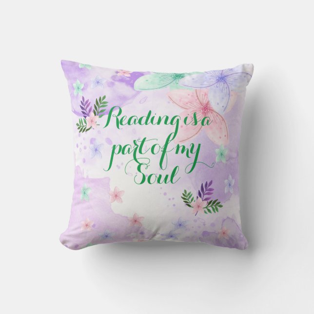 Bok Älskare Söt Vibrant Flowers Kudde (Framsida)