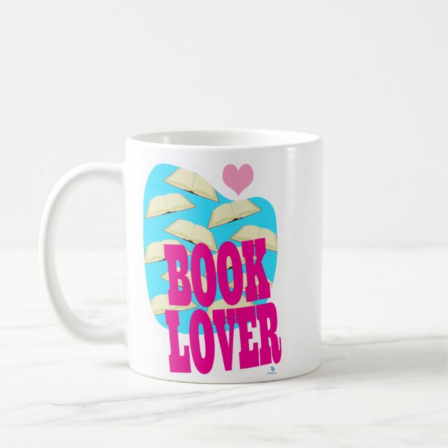 Bok Älskare Sweet Reader Kärlek Logotyp Art Kaffemugg (Vänster)
