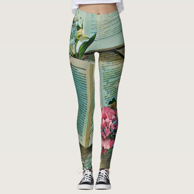 Bok älskare-teckningar leggings (Framsida)