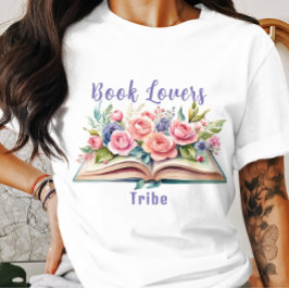 Bok Älskare Tribe Rosa ros T-Shirt