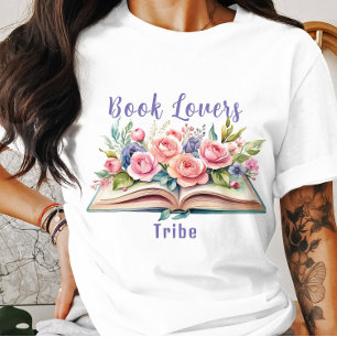 Bok Älskare Tribe Rosa ros T-Shirt