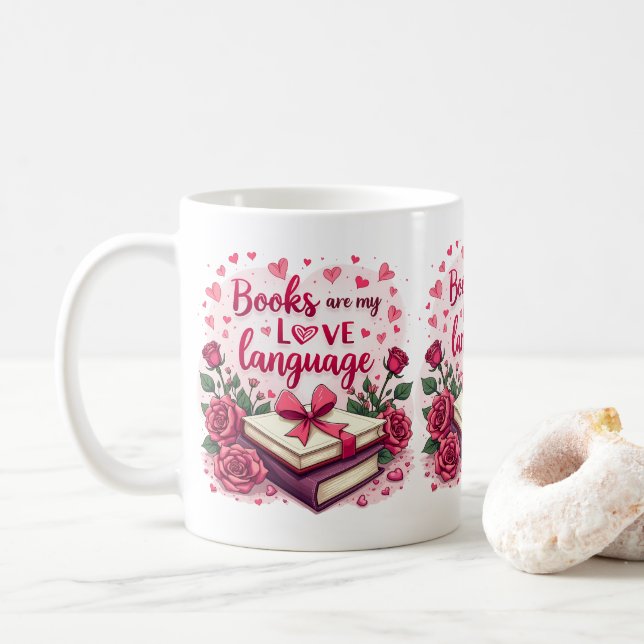 Bok Älskare Valentine Romantic Reading Aesthetic Kaffemugg (Med munk)