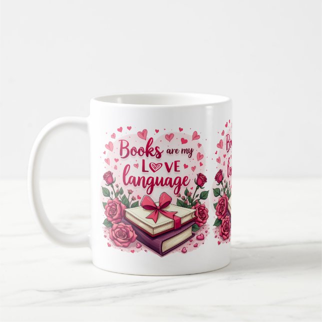Bok Älskare Valentine Romantic Reading Aesthetic Kaffemugg (Vänster)